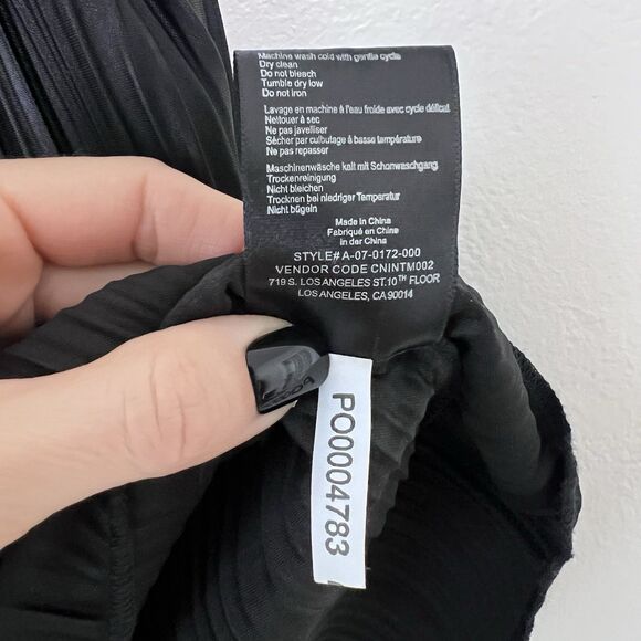 Anine Bing Rondi Black Plisse Tank Top Pleated Size L Sleeveless Pleated Classic - Picture 8 of 8